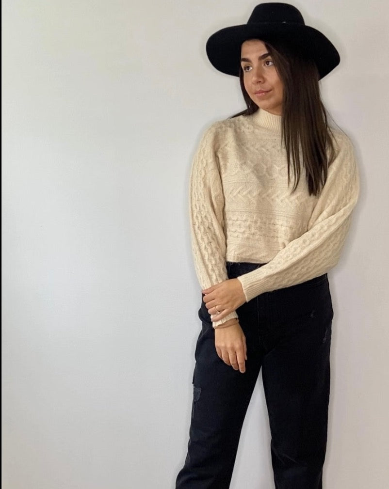 Oatmeal cable knit sweater