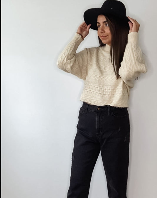 Oatmeal cable knit sweater